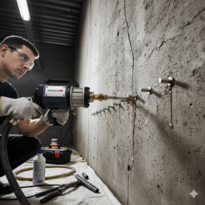 Poliüretan enjeksiyon uygulaması duvar güçlendirme görseli
